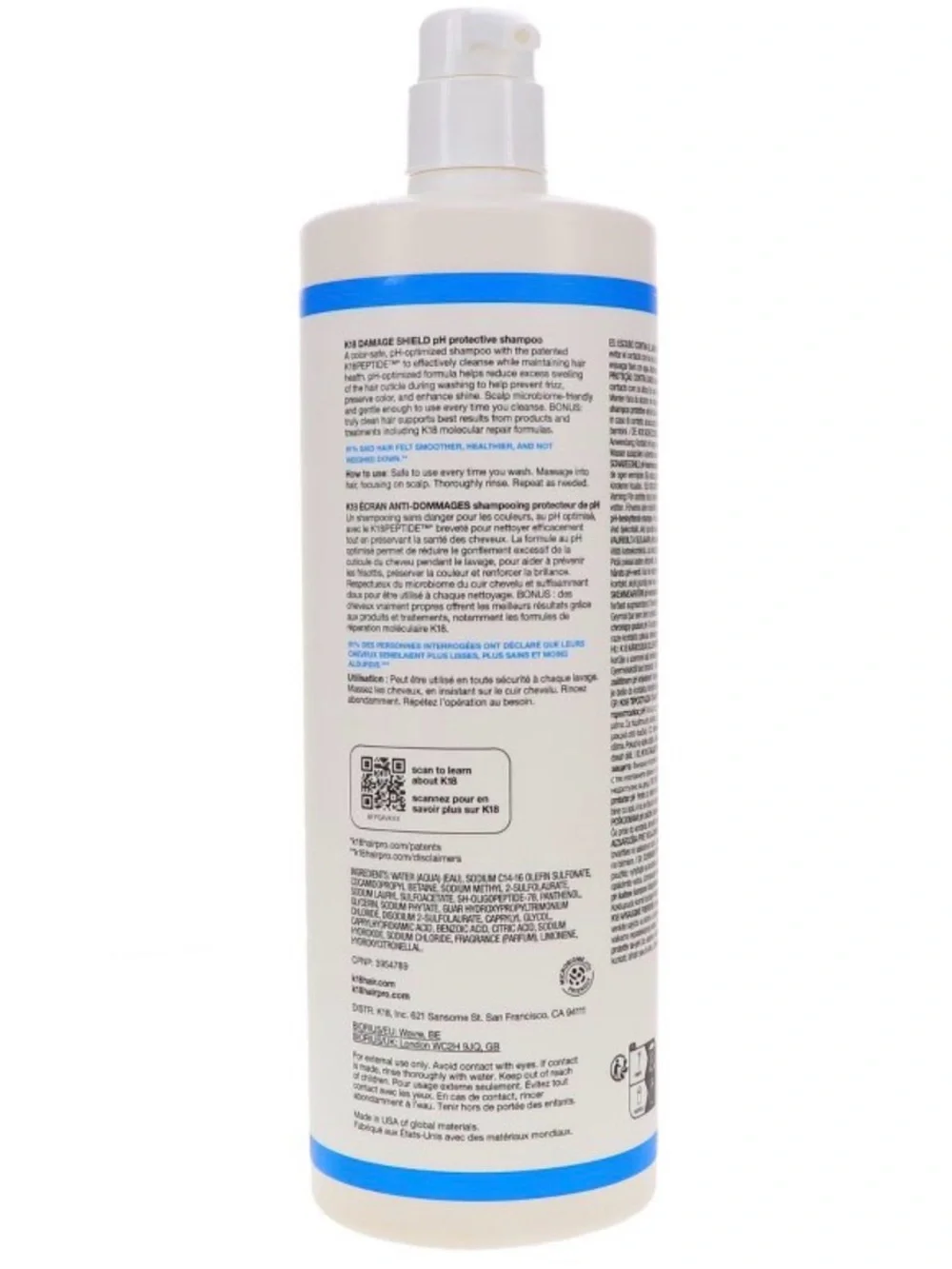 K18 Damage Shield pH Protective Shampoo – 31.5 oz Salon size